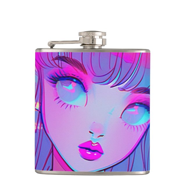 Cantil Garrafa da Garota Anime Neon Fofa (Frente)