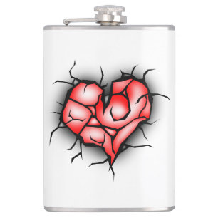 Cantil Garrafa de água do coração quebrada e quebrada