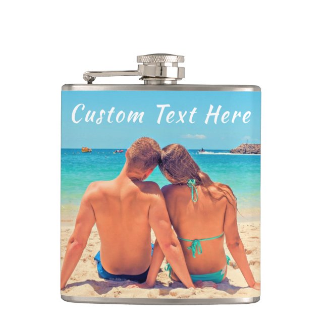 Cantil Garrafa de Foto Personalizada com Suas Fotos e Tex (Frente)