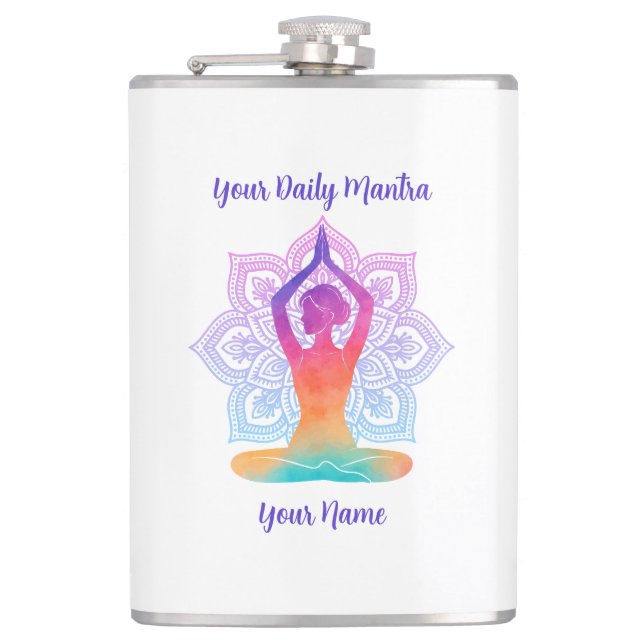 Cantil Garrafa de Yoga Personalizada com Nome e Mantra (Frente)