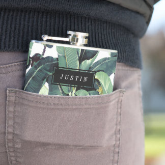 Cantil Garrafa envolvida da palmeira da folha da banana