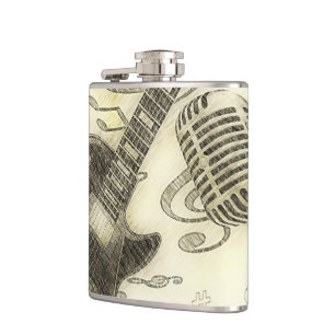 Cantil Garrafa térmica vintage de guitarra elétrica e mic