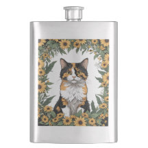 Gato Calico de Maryland e Flores de Susan de Olhos