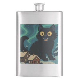 Cantil Gato de Natal Islandês do Yule com Luzes do Norte