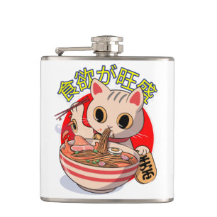 Cantil Gato Japonês Fofo Comendo Macarrão com Hashis