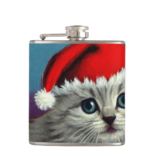 Cantil Gato natal vintage em Santa Hat