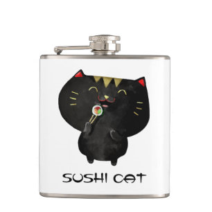 Cantil Gato preto bonito do sushi de Kawaii