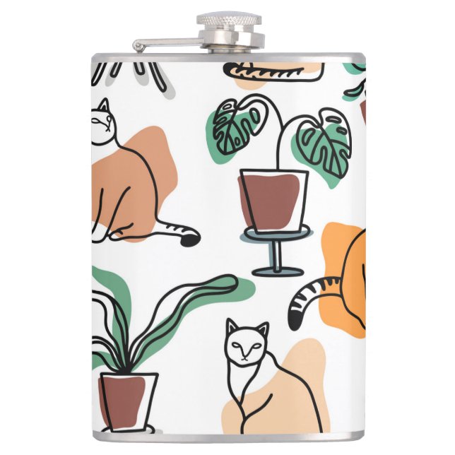 Cantil Gatos e flores para desenho de linhagens (Frente)