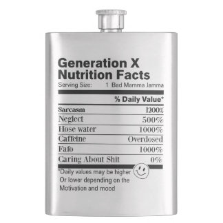 Cantil Geração X | Fatos de Nutrição Sarcasmo Negligência
