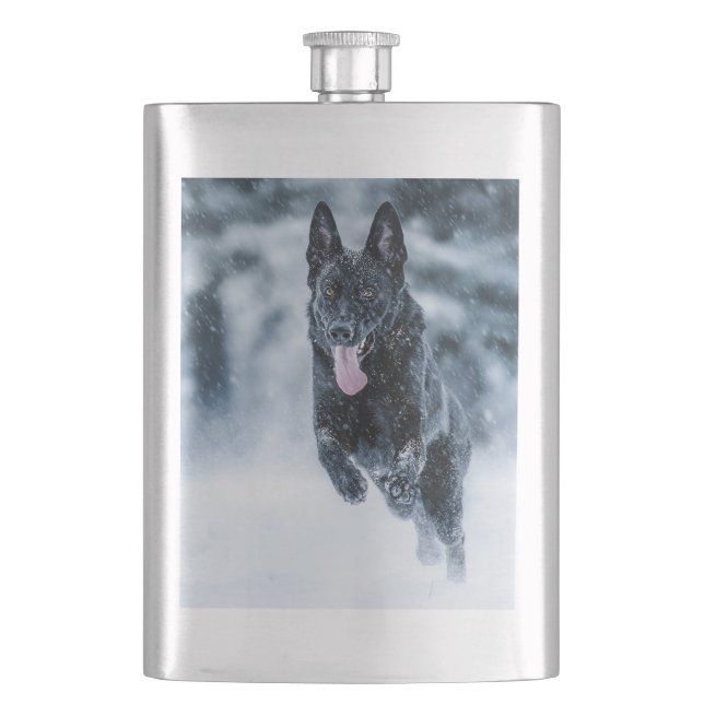 Cantil German shepherd preto no Cobrir da escova de neve (Frente)