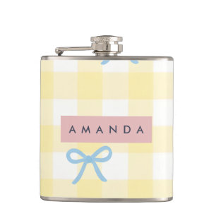 Cantil Ginga Amarela Personalizada e Laço Azul Pastel