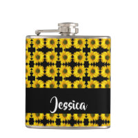 Girassóis amarelos em preto