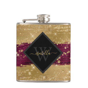 Cantil Girly Modern Burgundy Dourada Letra Monograma