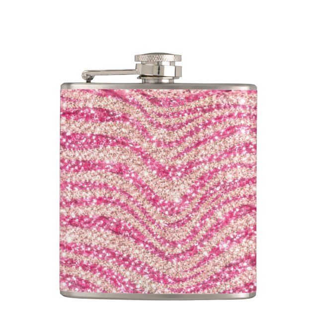 Cantil Girly Pink Blush Glitter Zebra Pattern             (Frente)