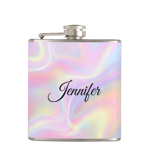 Cantil Girly Vibrant Pastel Holographic Swirl Design      (Frente)