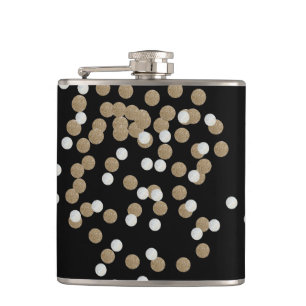 Cantil glam black and white dots champagne gold confetti