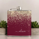 Cantil Glam Monograma da Rapariga Glitter Dourada da Borg<br><div class="desc">Nome do Monograma e Frasco Inicial de Faux Sparkle Glitter Dourado e Burgundy. Isto faz o doce e perfeito aniversário de 16 anos,  casamento,  chá de panela,  aniversário,  chá de fraldas ou festa de solteira presente para alguém que ama luxo de luxo e estilos quíticos.</div>