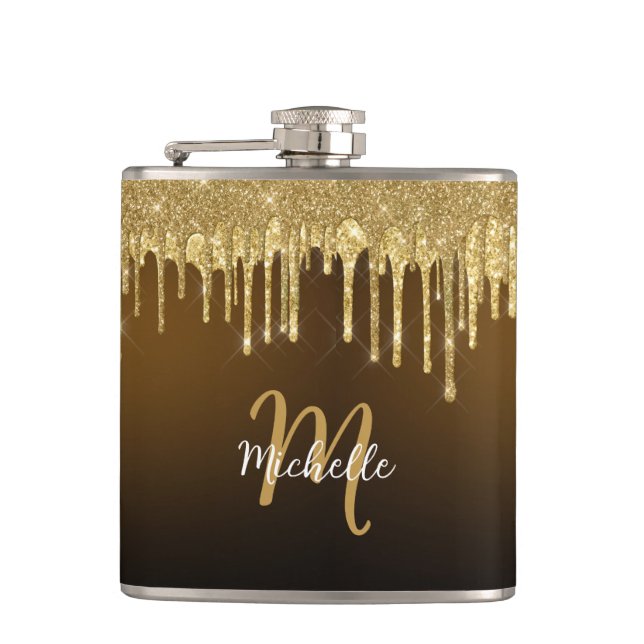 Cantil Glitter Glitter Dourado Monograma Sparkle Girly (Frente)