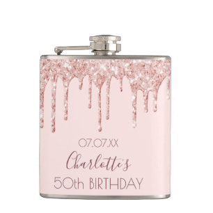 Cantil Glitter ouro rosa de festa de aniversário 50 pinga