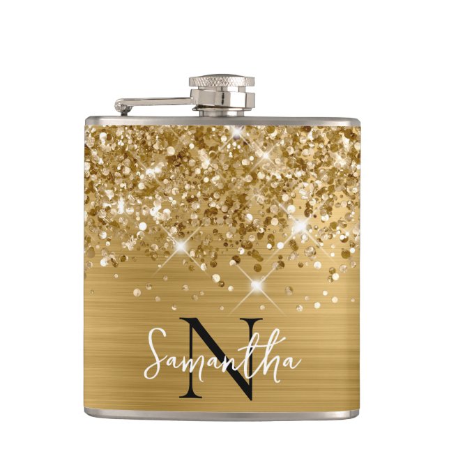 Cantil Glittery Gold Glam Monogramado (Frente)