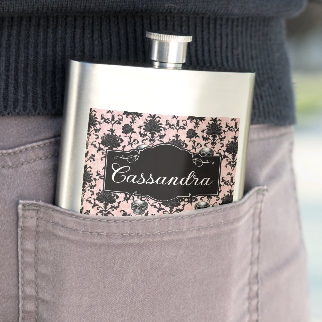 Cantil Goth Rosa e Preto Caveiras e Rosas Personalizado (In loco)