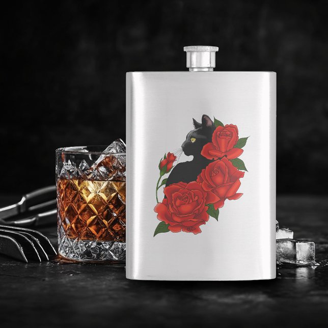 Cantil Gótico Gato Preto Rosas Vermelhas Roxo (Criador carregado)