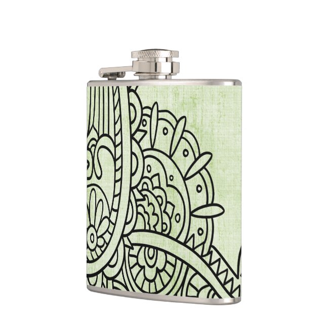 Cantil Green Mehndi Motif Flask (Esquerda)
