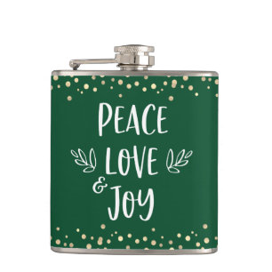 Cantil Green Peace Love Joy Modern Typografia Dourada Pon