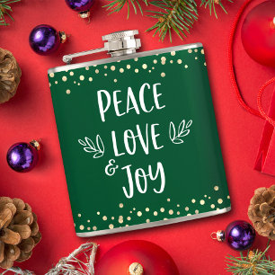 Cantil Green Peace Love Joy Modern Typografia Dourada Pon