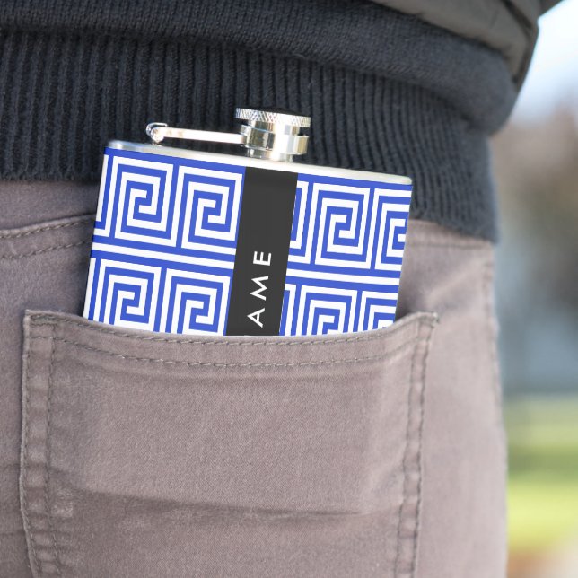 Cantil Grego Meander Key Blue, Seu Nome, Personalize (In Situ)