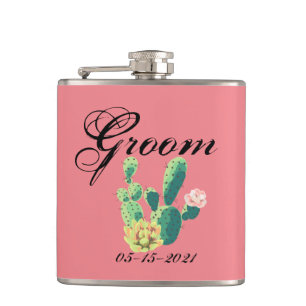 Cantil Groom Whiskey Flask Bohemian Cactus Succulents Des
