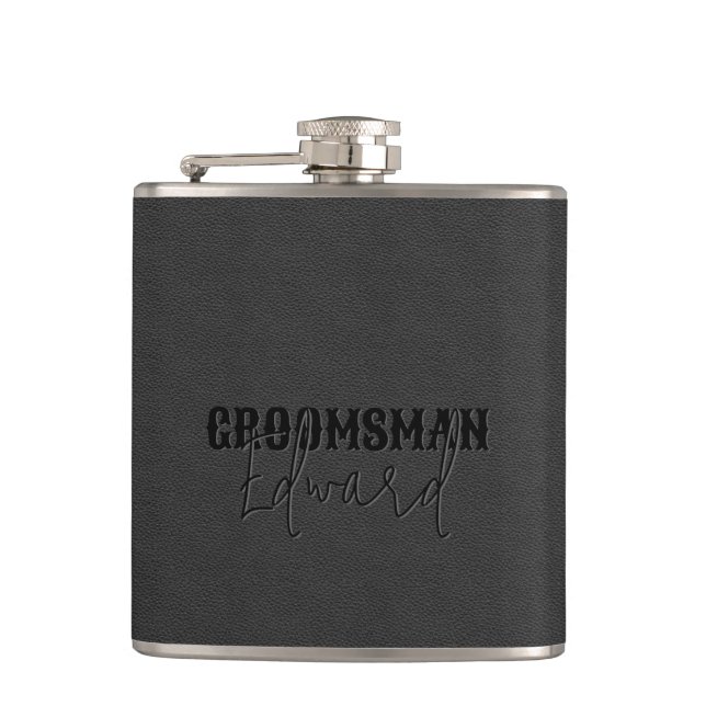 Cantil Groomsman Black Faux Leather Black Text (Frente)