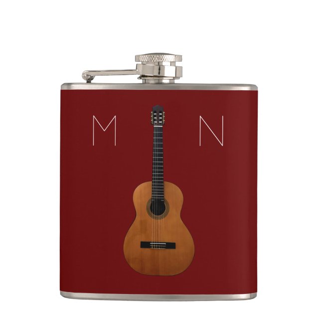 Cantil Guitarra Musical Monograma Red Personalised Flask (Frente)