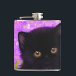 Cantil Gustav Klimt Cat<br><div class="desc">Flask com um gato Gustav Klimt! Este gatinho fluffy fica num campo verde de flores roxas. Um presente perfeito para amantes de gatos e entusiastas de arte austríacos!</div>