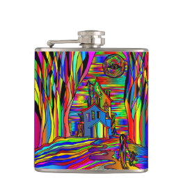 Cantil Halloween Haunted House Abstrato assustador Colorf