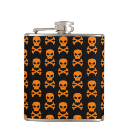 CANTIL HALLOWEEN SKULL E CROSSBONES PRETOS E LARANJOS