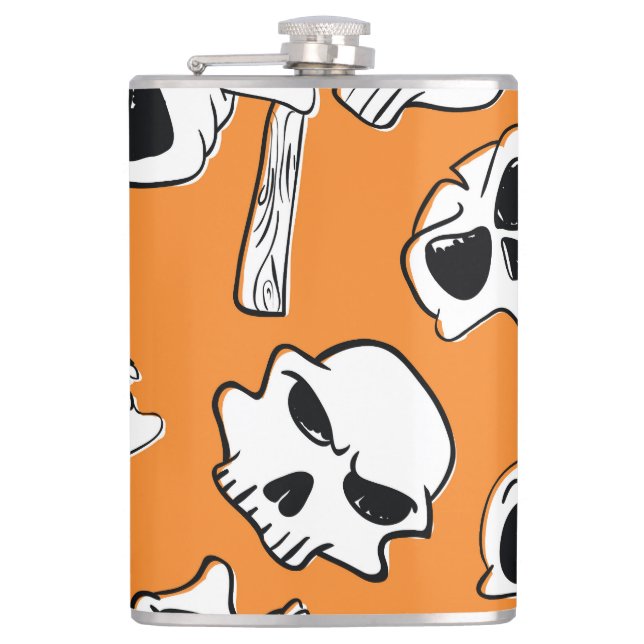 Cantil Halloween Skulls Bones Doodle Patterno (Frente)