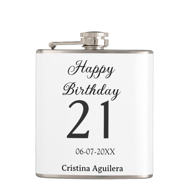 Cantil Happy 21st birthday bold letter simple name minima (Frente)