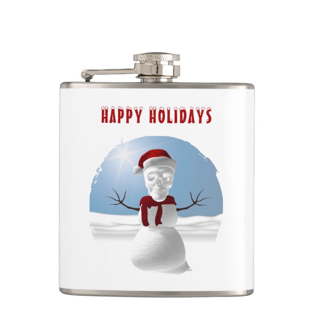 Cantil Happy Holidays. Funny skull-head snowman (Frente)