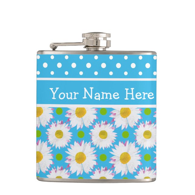 Cantil Hip Flask to Personalize: Polkas, Visitas em Azul (Frente)