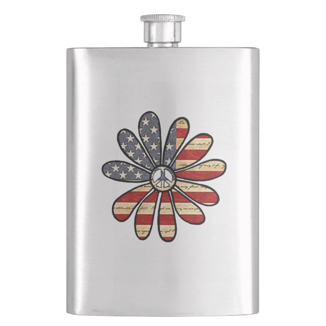 Cantil Hippie Flower Power Sign American Flag (Frente)