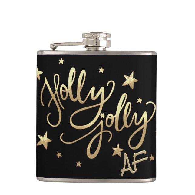 Cantil Holly Jolly AF | Manuscrito brilhante Dourado Faux (Frente)