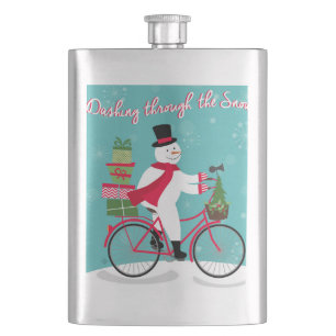 Cantil Homem de neve Whimisical de inverno na bicicleta
