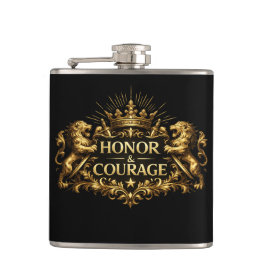 Cantil Honor and Courage Black Stainless Steel Hip Flask