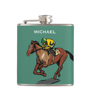 Cantil Horse e Jockey Horse Racing Green Personalizados