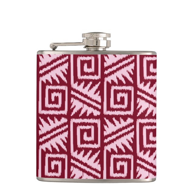 Cantil Ikat Aztec Pattern - Borgonha e Rosa (Frente)