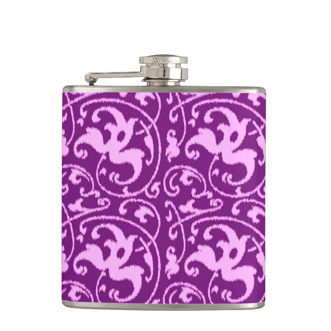 Cantil Ikat Floral Damask - Orquídea e Roxo (Frente)