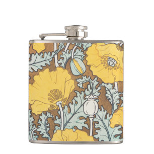 Cantil Ilustração Art Nouveau Amarela Flor de Papoula