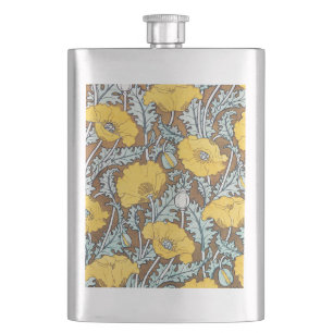 Cantil Ilustração Art Nouveau Amarela Flor de Papoula
