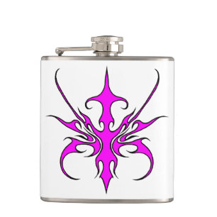 Cantil Ilustração de Arte de Linha Tribal Rosa e Preta Fe